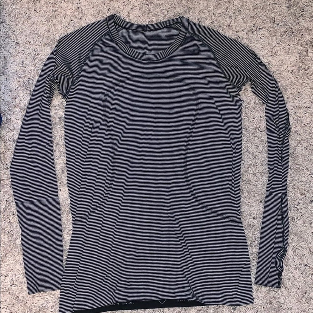 lululemon athletica Black and White Striped Long Sleeve Top